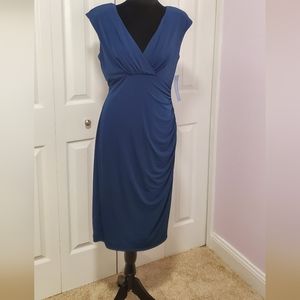 London Times Blue Midi Dress Size 8